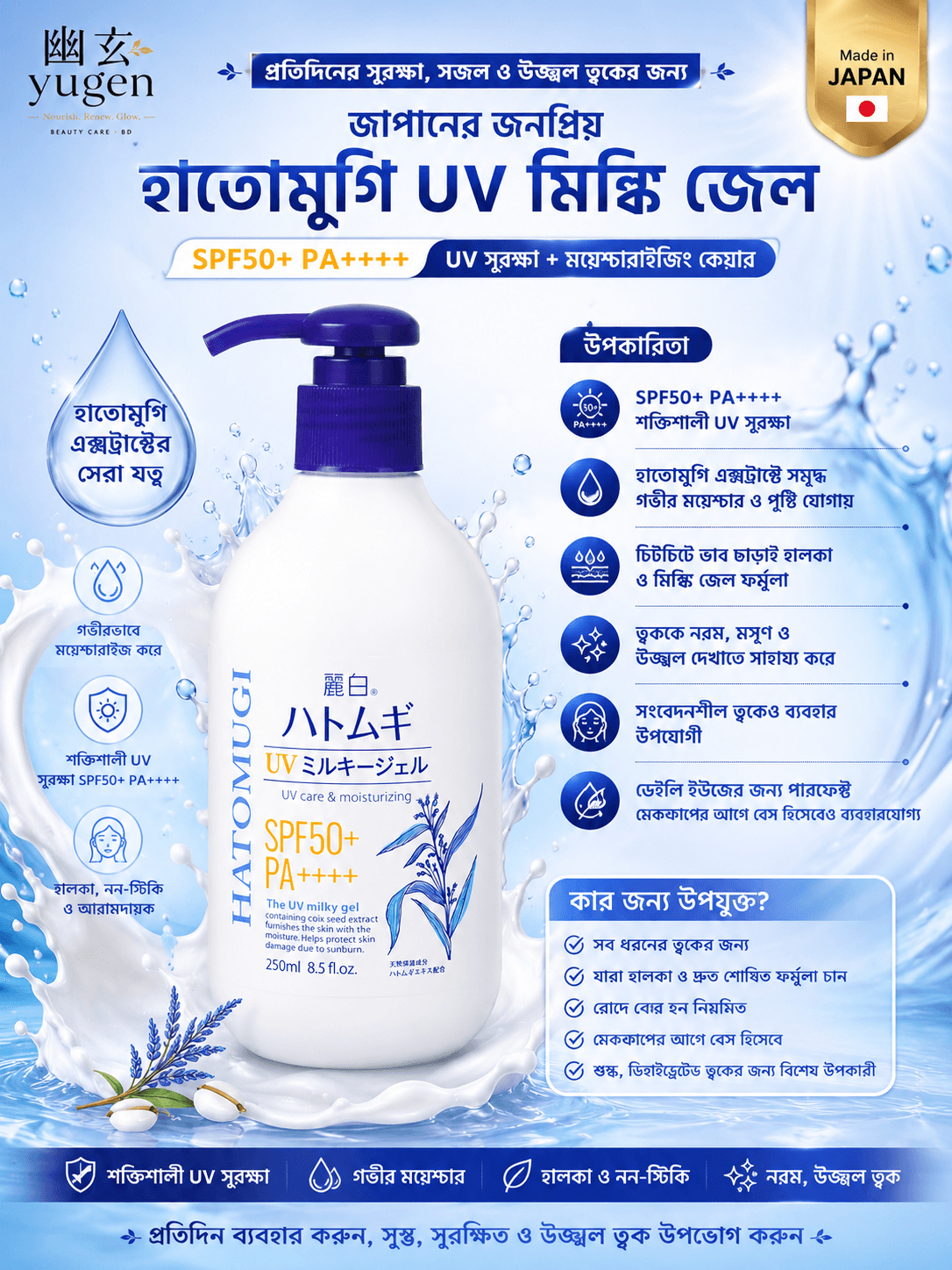 Naturie Reihaku HatoMugi UV Milky G SPF50+ Pump Type 250ml — image 2